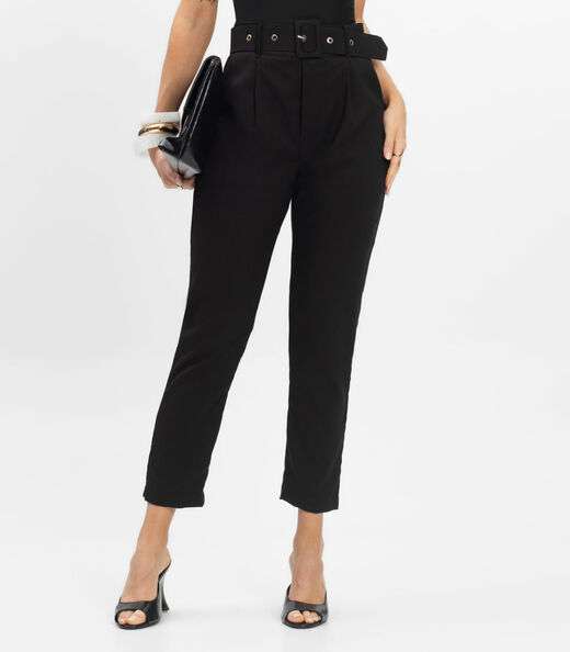 Calça Cenoura Feminina Com Cinto Dianna Preto