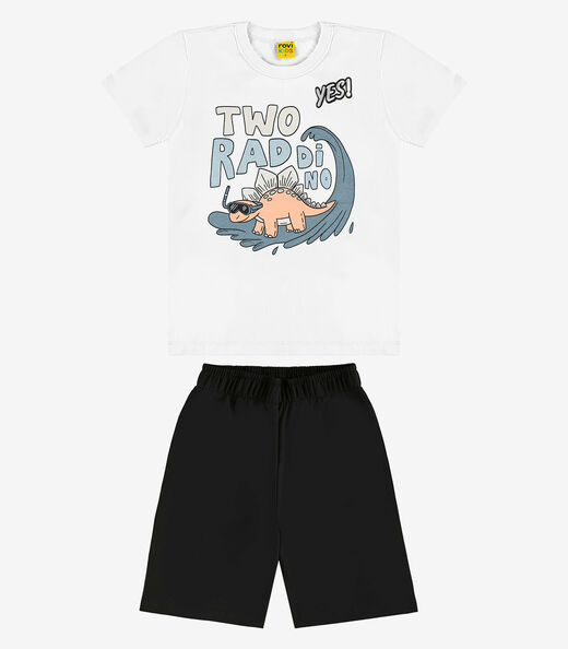 Image_Conjunto Infantil Camiseta Com Bermuda Rovi Kids Branco