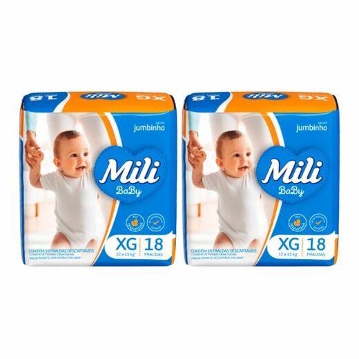 Image_Kit 2 Fraldas Mili Baby Jumbinho (Xg) 18 Unidades cada