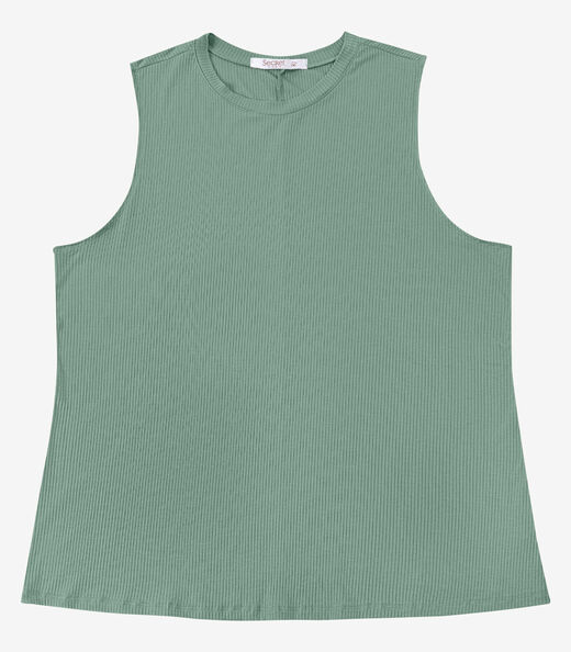 Regata Feminina Canelada Plus Size Secret Verde