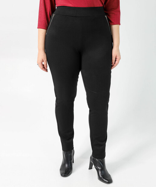 Calça Plus Size Feminina Legging Zíper Marisa Preto