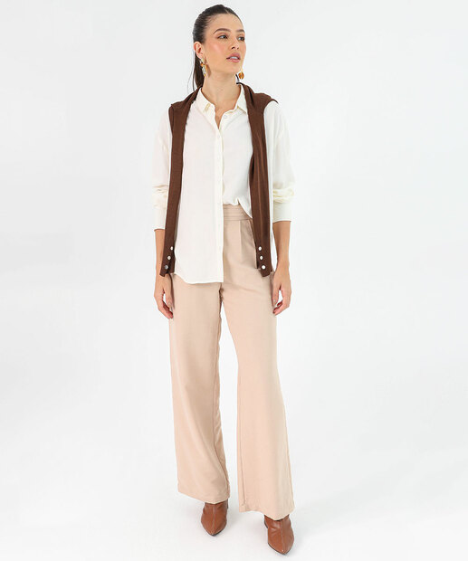 Image_Calça Feminina Pantalona Marisa Bege