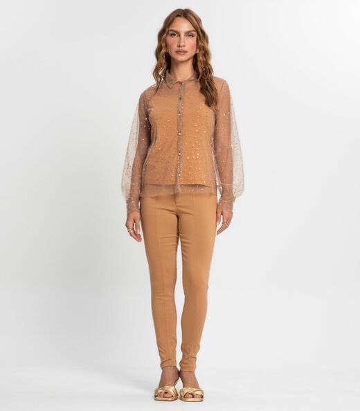 Camisa Manga Longa Com Blusa De Alça Endless Marrom