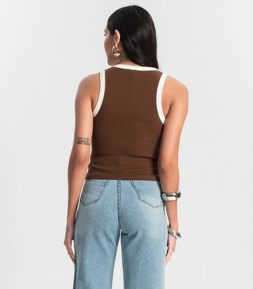 Regata de Ribana Feminina Rovitex Marrom