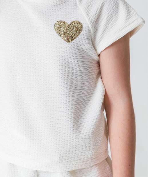 Blusa Infantil Textura Marisa Tam 4 a 10 Off White
