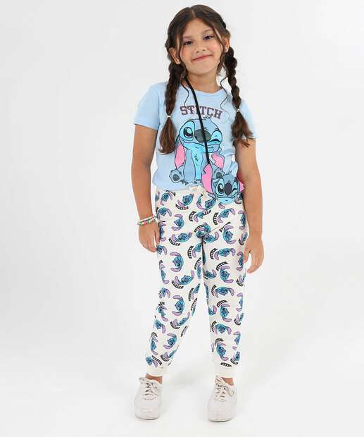 Blusa Infantil Stitch Bolsinha Tam 4 a 10 Azul