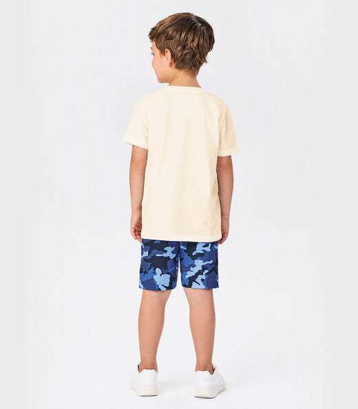 Conjunto Infantil Camiseta Com Bermuda Trick Nick Bege