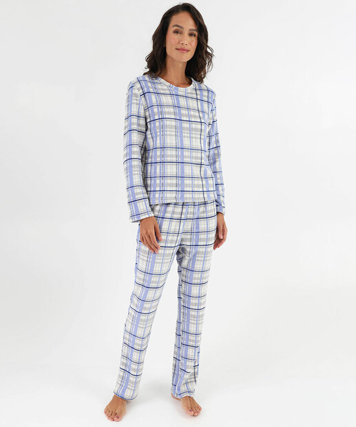 Image_Pijama Feminino Estampa Xadrez Marisa Off White