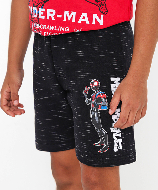 Bermuda Infantil Moletinho Spider Tam 4 a 10 Preto
