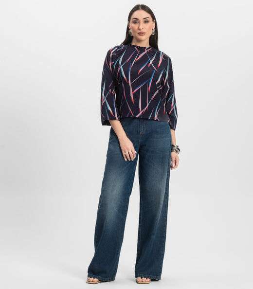 Blusa Manga Longa Infinita Cor Azul