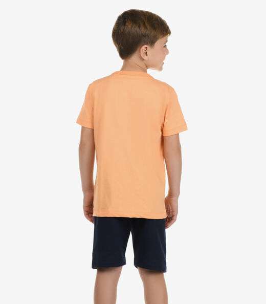 Conjunto Camiseta com Bermuda Menino Rovi Kids Laranja