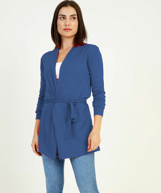 Cardigan Feminino Alongado Tiras Amarração Marisa