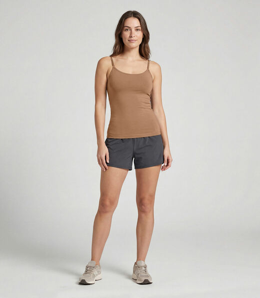 Blusa Regata Em Poliamida Com Bojo Sea Surf Bege
