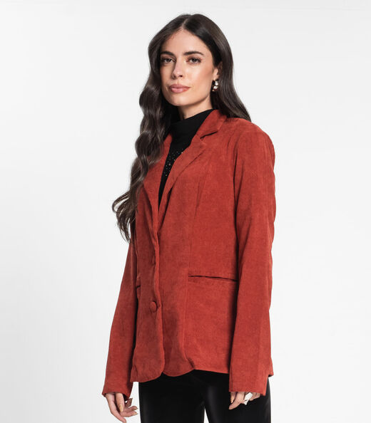 Blazer Feminino De Veludo Cotelê Misso Vermelho