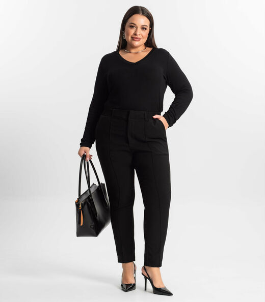 Blusa Manga Longa Visco Tricot Secret Glam Preto