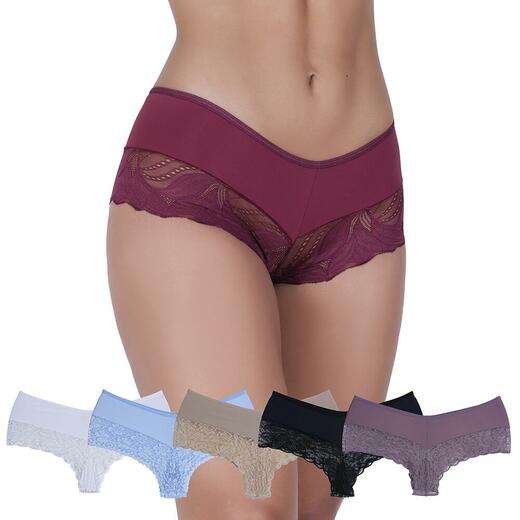 Kit 5 Calcinhas Romance Microfibra Concept Lingerie Multicolorido