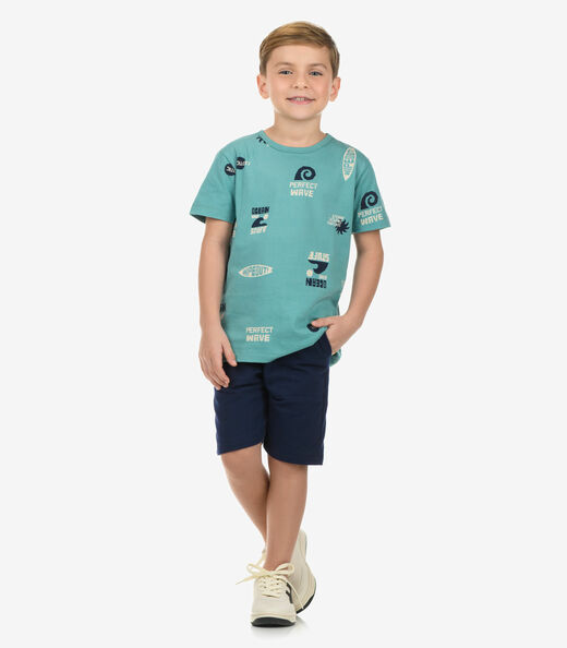 Conjunto Camiseta com Bermuda Menino Rovi Kids Verde