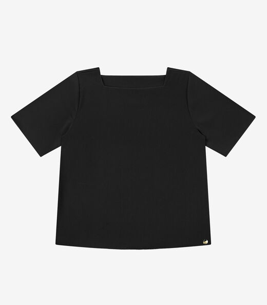 Blusa Feminina Decote Quadrado Em Tecido Rovitex Preto