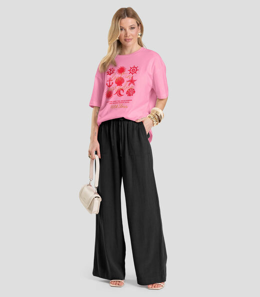 T-Shirt Oversized Feminina Dianna Rosa