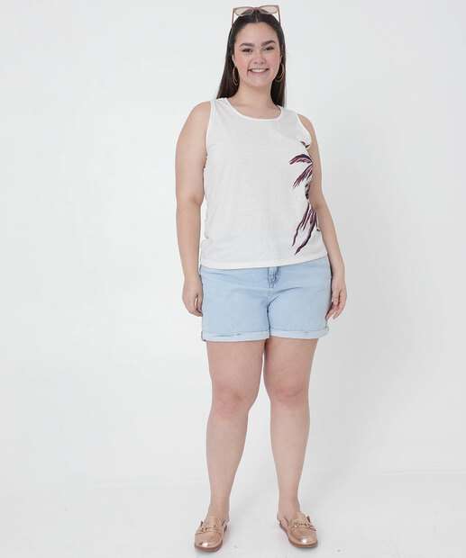 Short Plus Size Feminino Jeans Bolsos