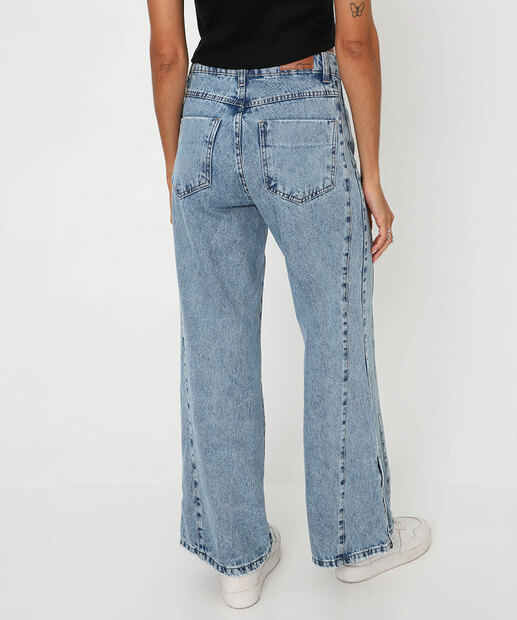 Calça Feminina Jeans Wide Leg Petit Sawary Azul