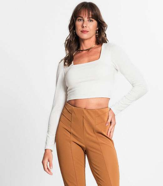 Image_Blusa Manga Longa Feminina Em Cotton Leve Endless Bege