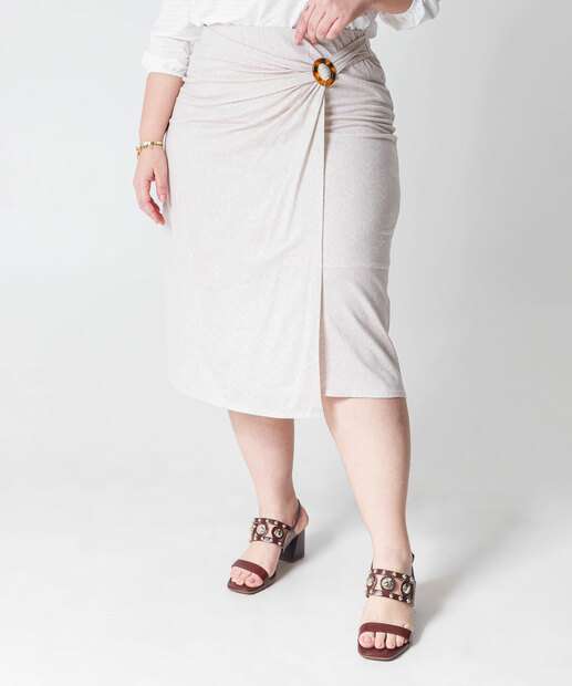 Saia Midi Plus Size Feminina Envelope Marisa