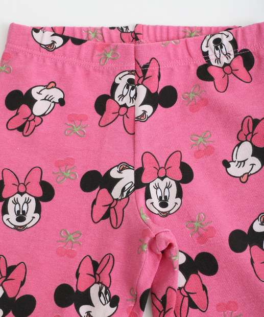 Conjunto Infantil Estampa Minnie Disney Tam 1 a 3 Rosa