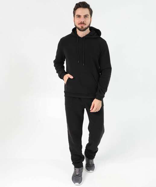 Image_Calça Masculina Fitness Moletom Reta Bolsos MR Preto