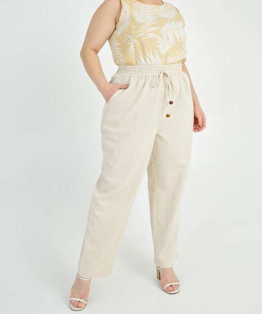 Blusa Regata Plus Size Feminina Estampa Folhas 