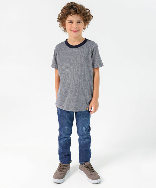 Camiseta Infantil Mescla Marisa Tam 4 a 10 Azul