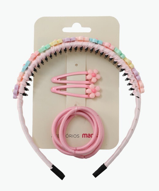 Image_Kit 7 Peças Presilhas E Elásticos De Cabelo Infantil Marisa Lilás