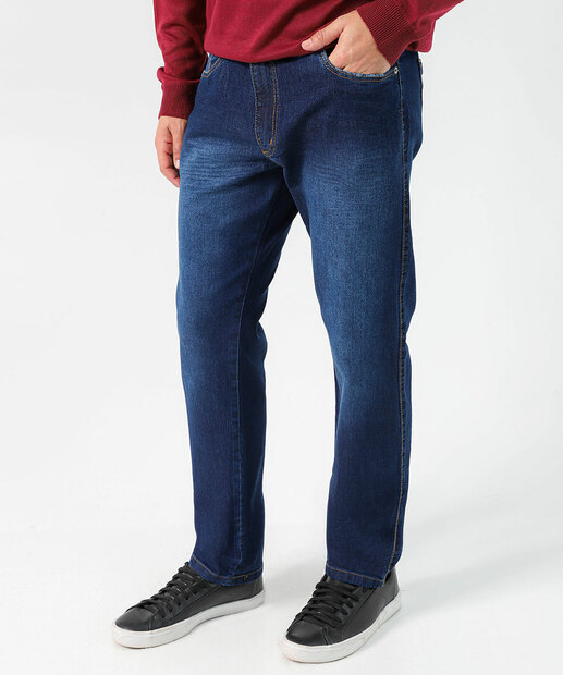Calça Masculina Jeans Slim Bolsos Azul