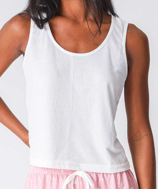 Pijama Feminino Corações Sem Manga Marisa Rosa