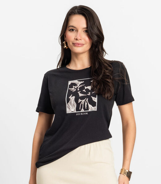 Camiseta T-Shirt em Meia Malha Rovitex Preto