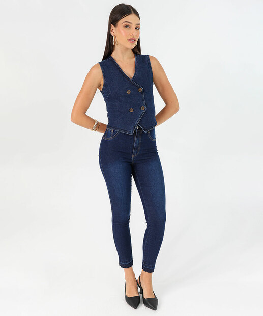 Colete Jeans Feminino com Botões Marisa