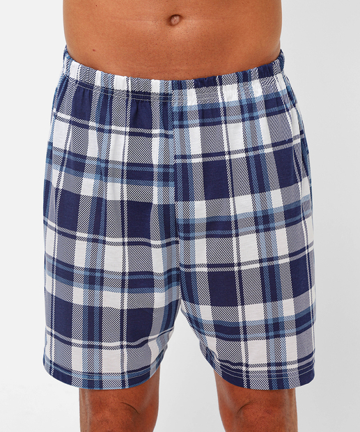 Pijama Masculino Xadrez Manga Curta MR Azul