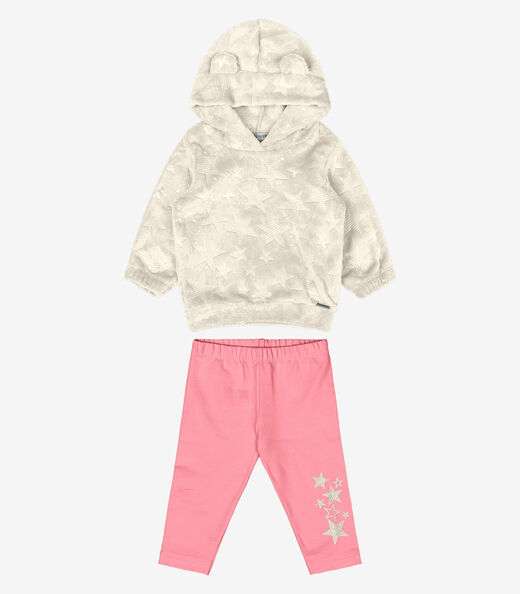 Conjunto de Blusão Capuz e Legging Trick Nick Bege