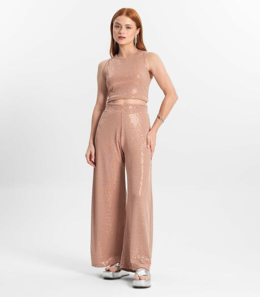 Cropped Juvenil Feminino Em Lantejoula Minty Unica