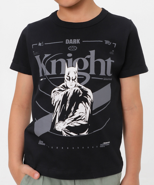 Camiseta Infantil Batman Tam 4 a 10 Preto