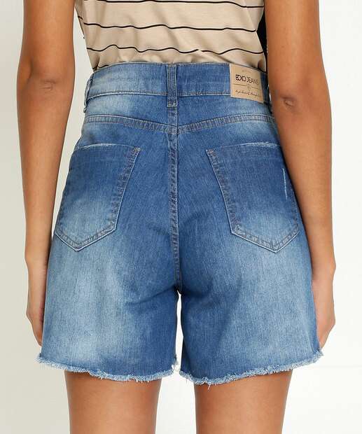 Short Feminino Destroyed Bolsos Ecxo Jeans 