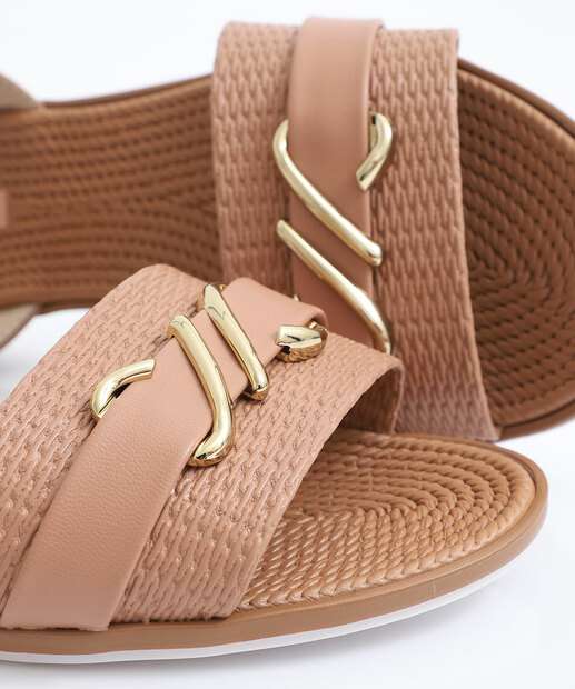 Sandália Feminina Rasteira Moleca Bege