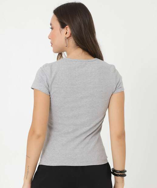 Blusa Feminina Básica Cotton Manga Curta Marisa