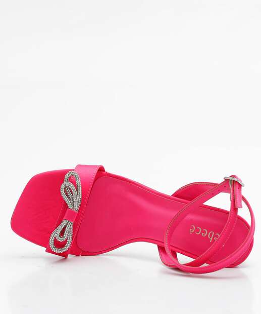 Sandália Salto Fino Feminina Laço Strass Bebecê