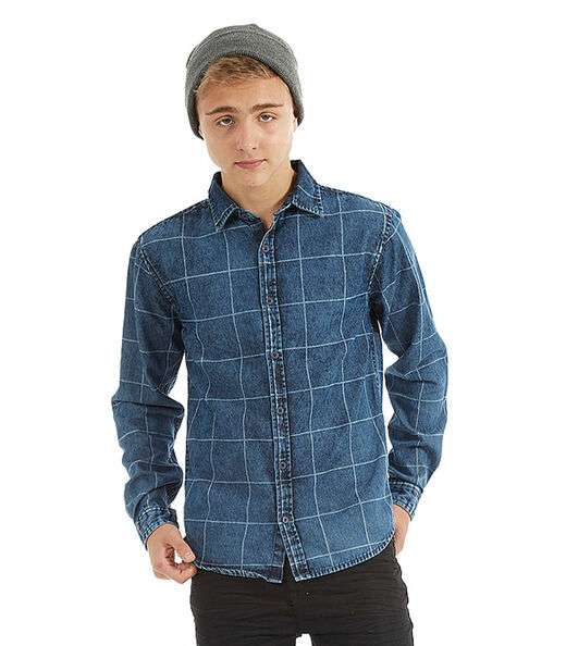 Camisa Jeans Juvenil Rovitex Teen Cinza