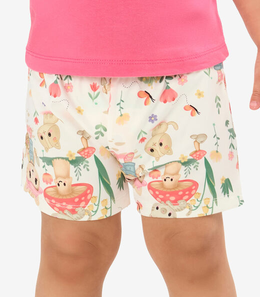Conjunto Infantil Blusa Com Shorts Rovi Kids Rosa