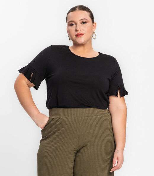 Blusa Plus Size Infinita Cor Rovitex Preto