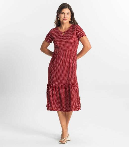 Vestido Midi Feminino Estampado Select Vermelho