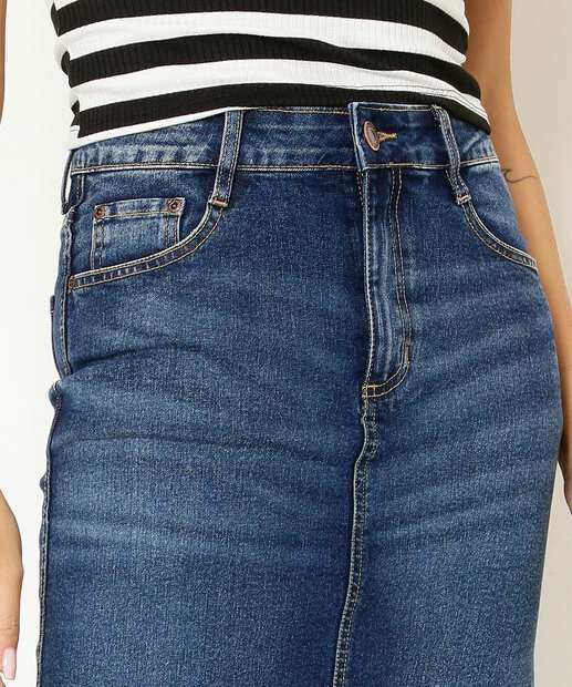 Saia Midi Feminina Fenda Marisa