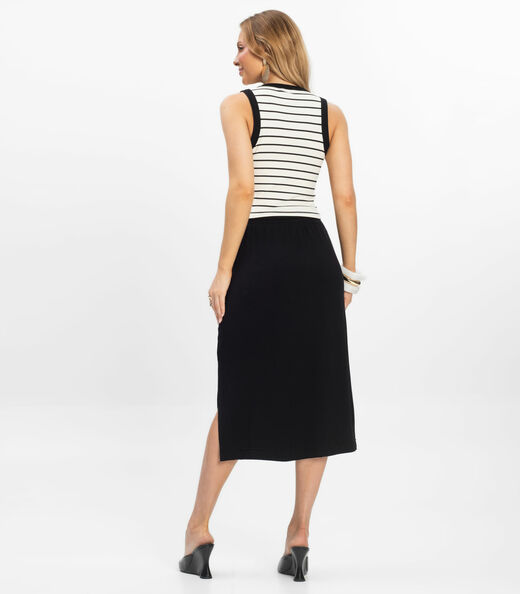 Saia Super Midi Visco Maquinetada Rovitex Preto